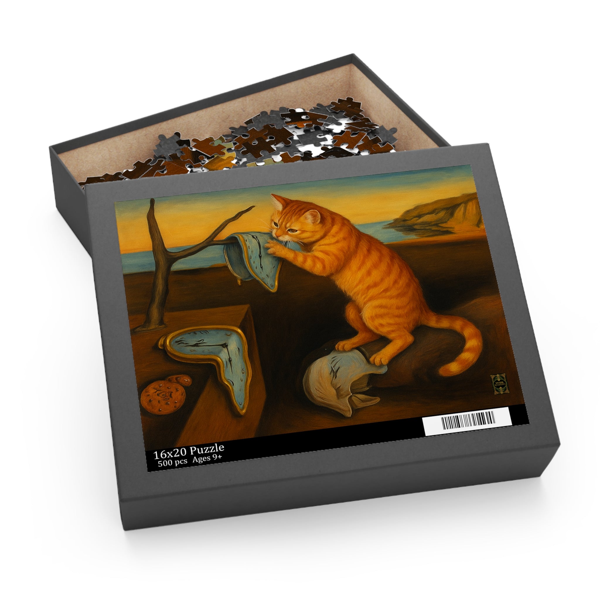 "The Insistence of Cat"- Salvador Dali Inspired Puzzle Art for Cat Lovers, 120 252 500-Piece Jigsaw Fun, Cozy Indoor Activity, Perfect Gift for Any Occasion