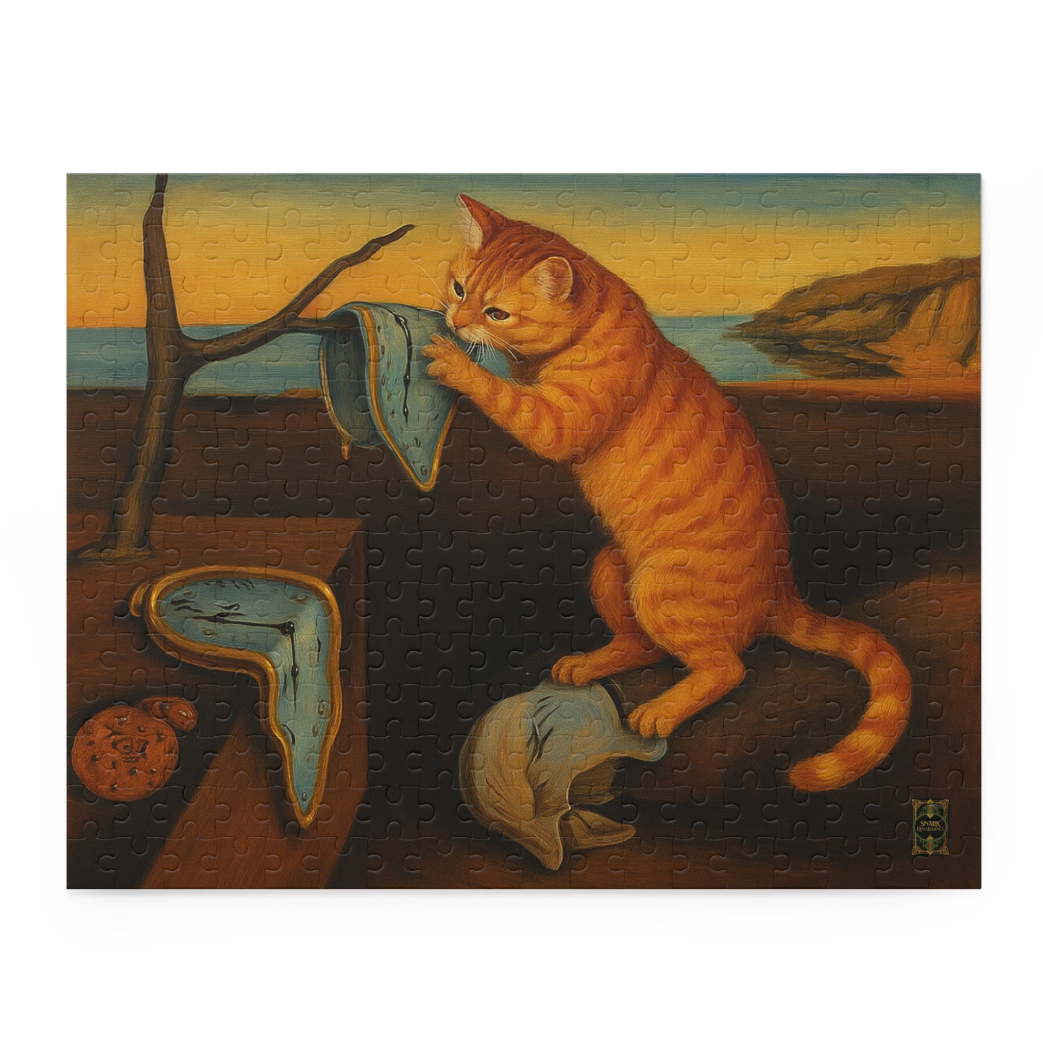 "The Insistence of Cat"- Salvador Dali Inspired Puzzle Art for Cat Lovers, 120 252 500-Piece Jigsaw Fun, Cozy Indoor Activity, Perfect Gift for Any Occasion