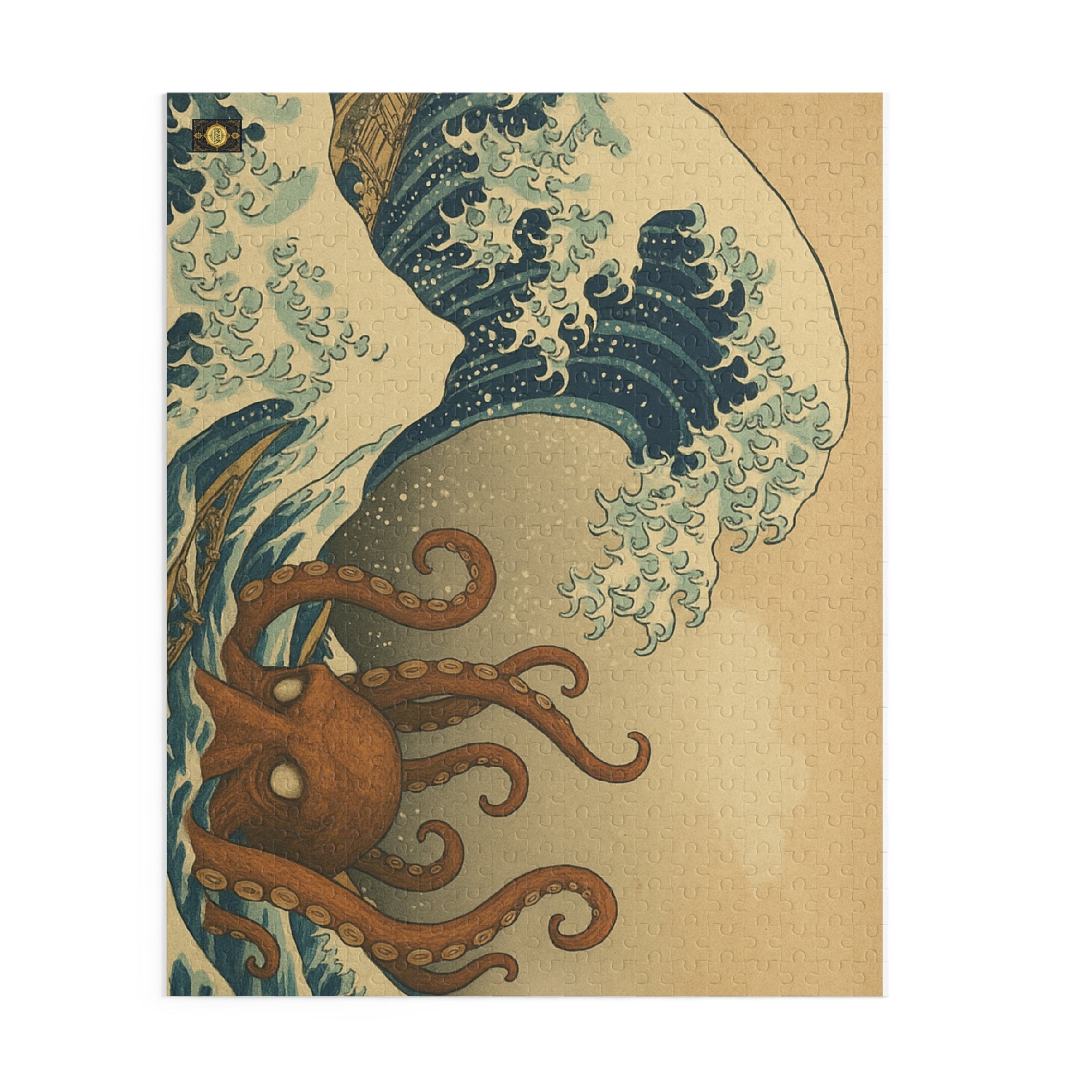 The Great Wave, Ocean-Inspired Octopus Puzzle - 120, 252, 500-Piece, Ocean Lovers Gift, Family Activity, Home Decor, Unique Art Puzzle inspired by Hosukai