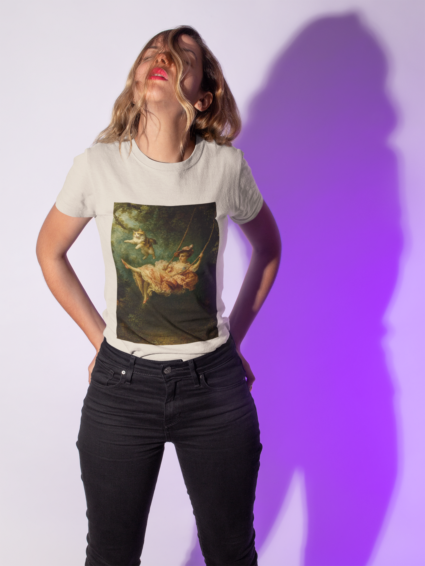 "The Fling" Cat Swing T-Shirt inspired by Fragonard