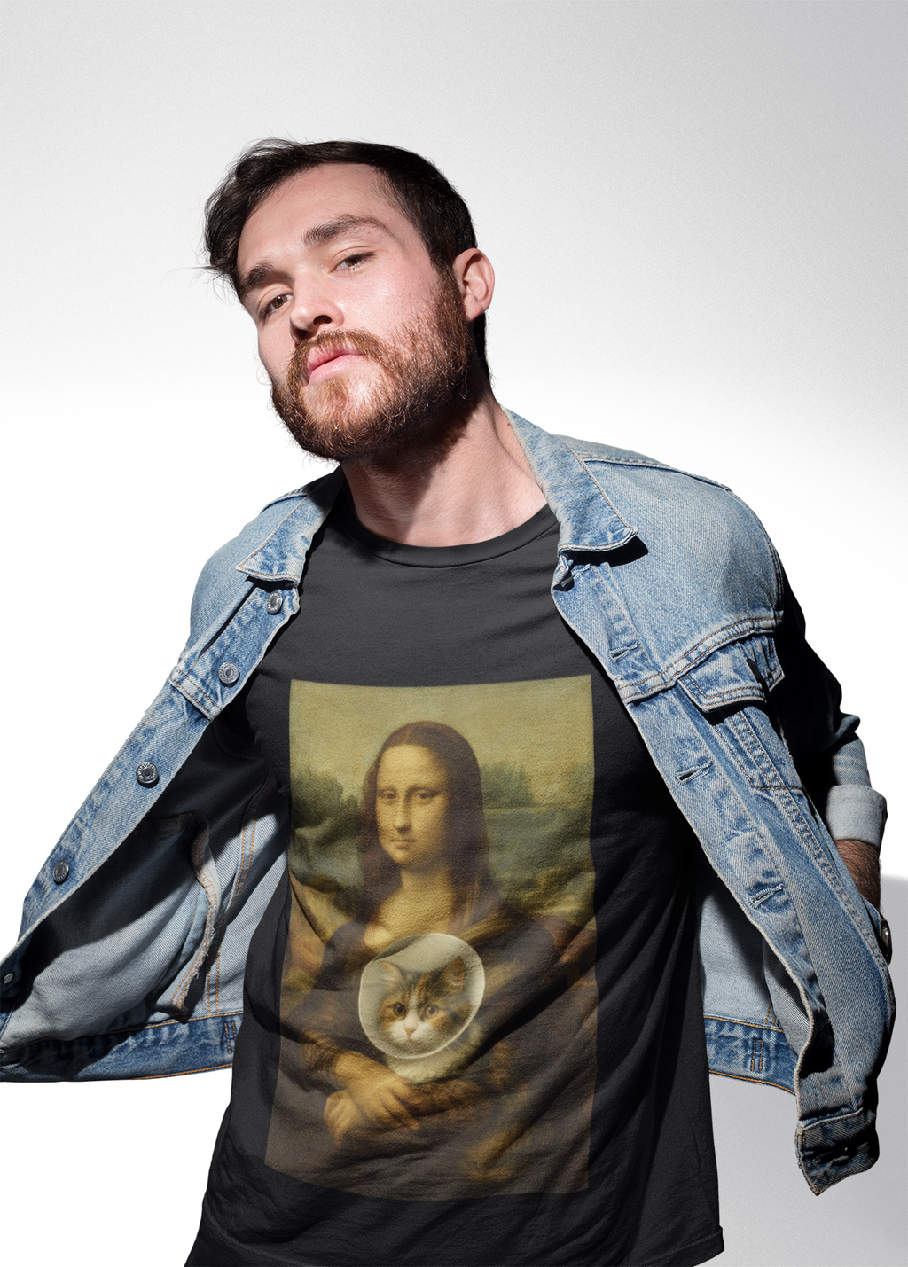 Art Tee - Mona Lisa with Cat Design