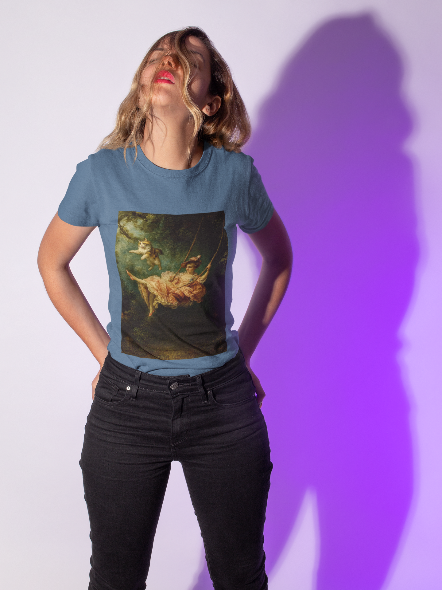 "The Fling" Cat Swing T-Shirt inspired by Fragonard