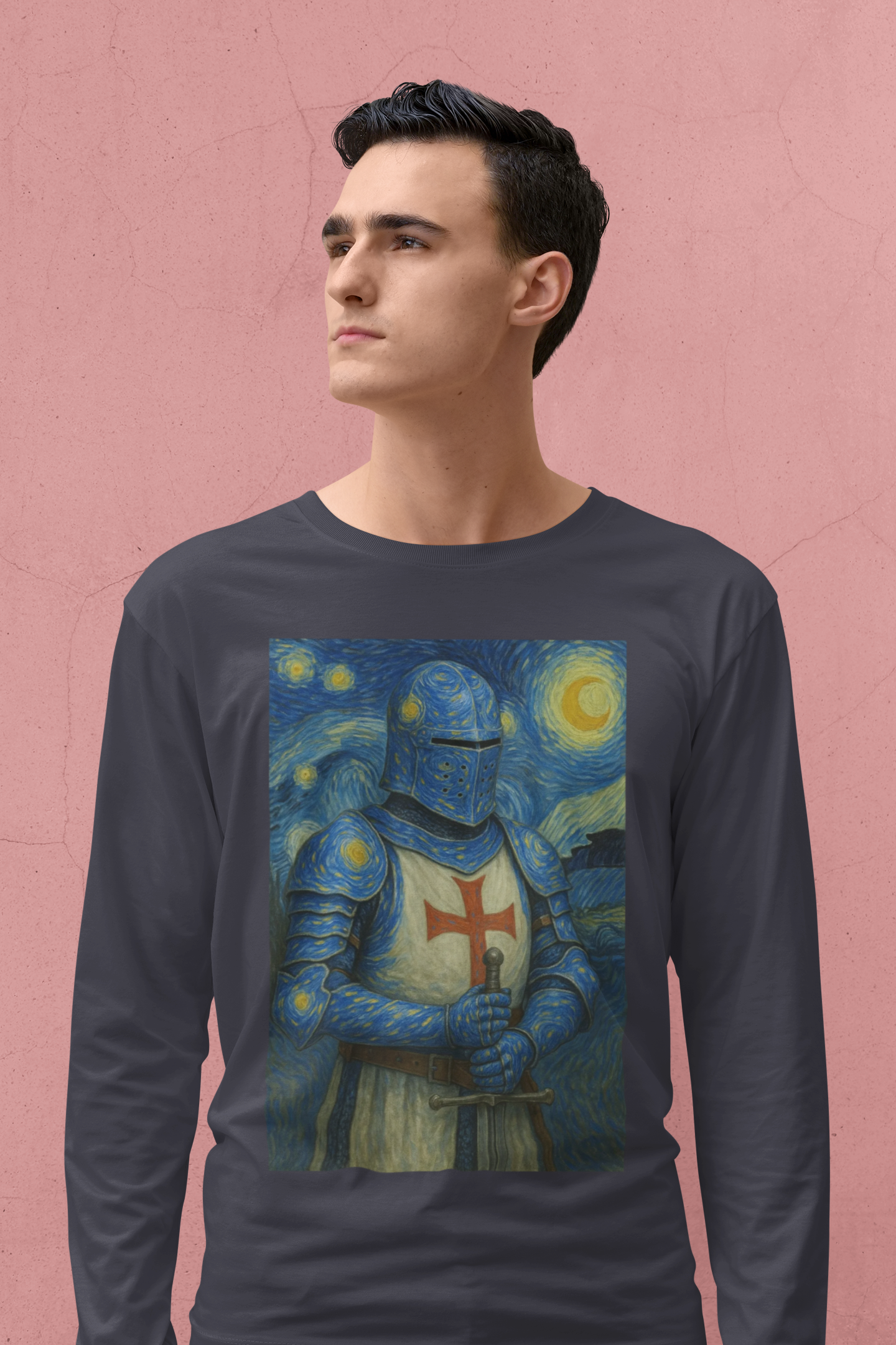 "Starry Knight" in Armor Long Sleeve Tee with Van Gogh inspired design, Medieval Style Shirt, Unisex Casual Wear, Gift for History Buffs, Unique Festival Outfit, Comfortable [...]