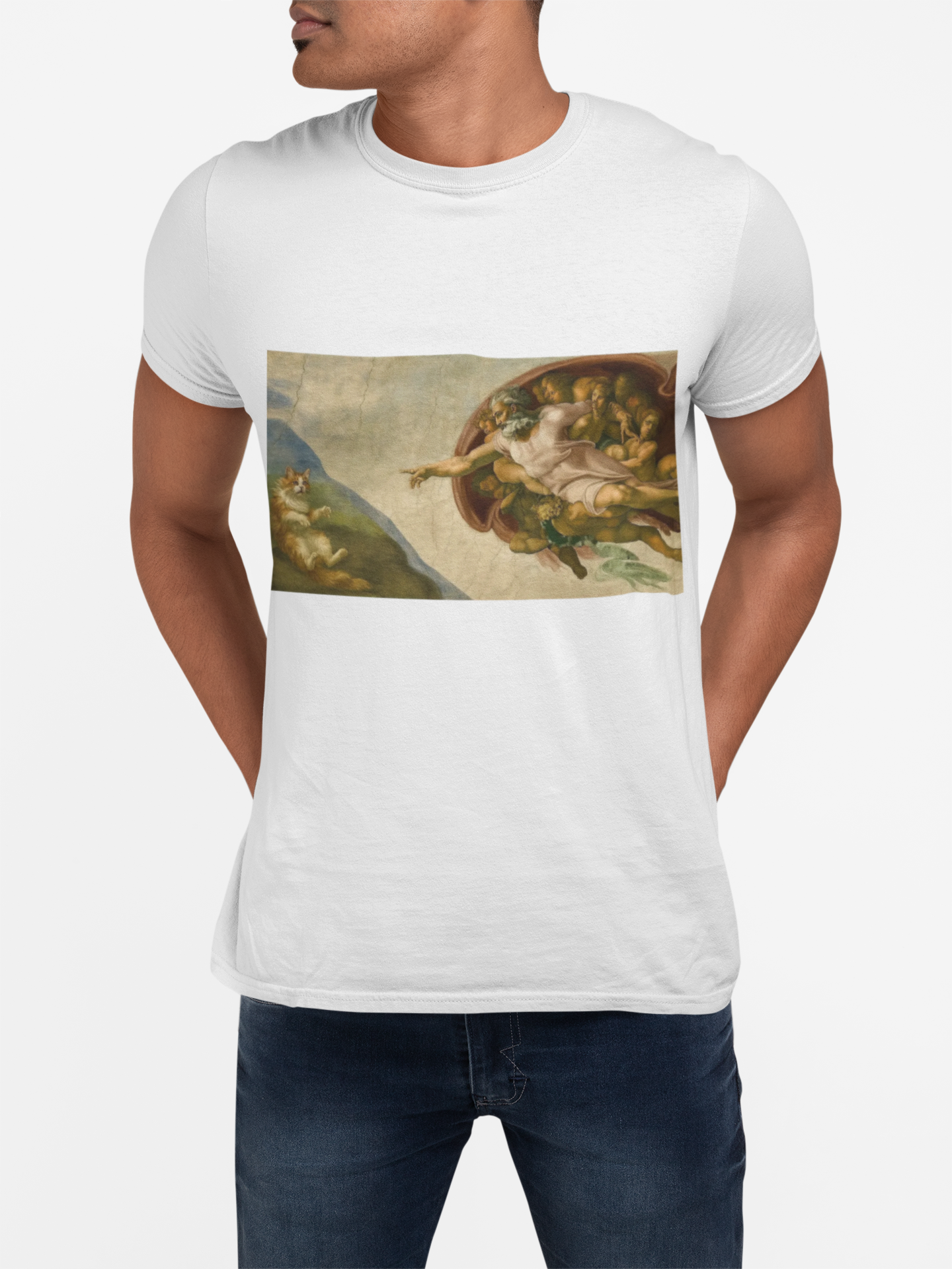 "The Creation of Feline" Divine Inspiration Unisex Soft-style T-Shirt, Artistic Apparel