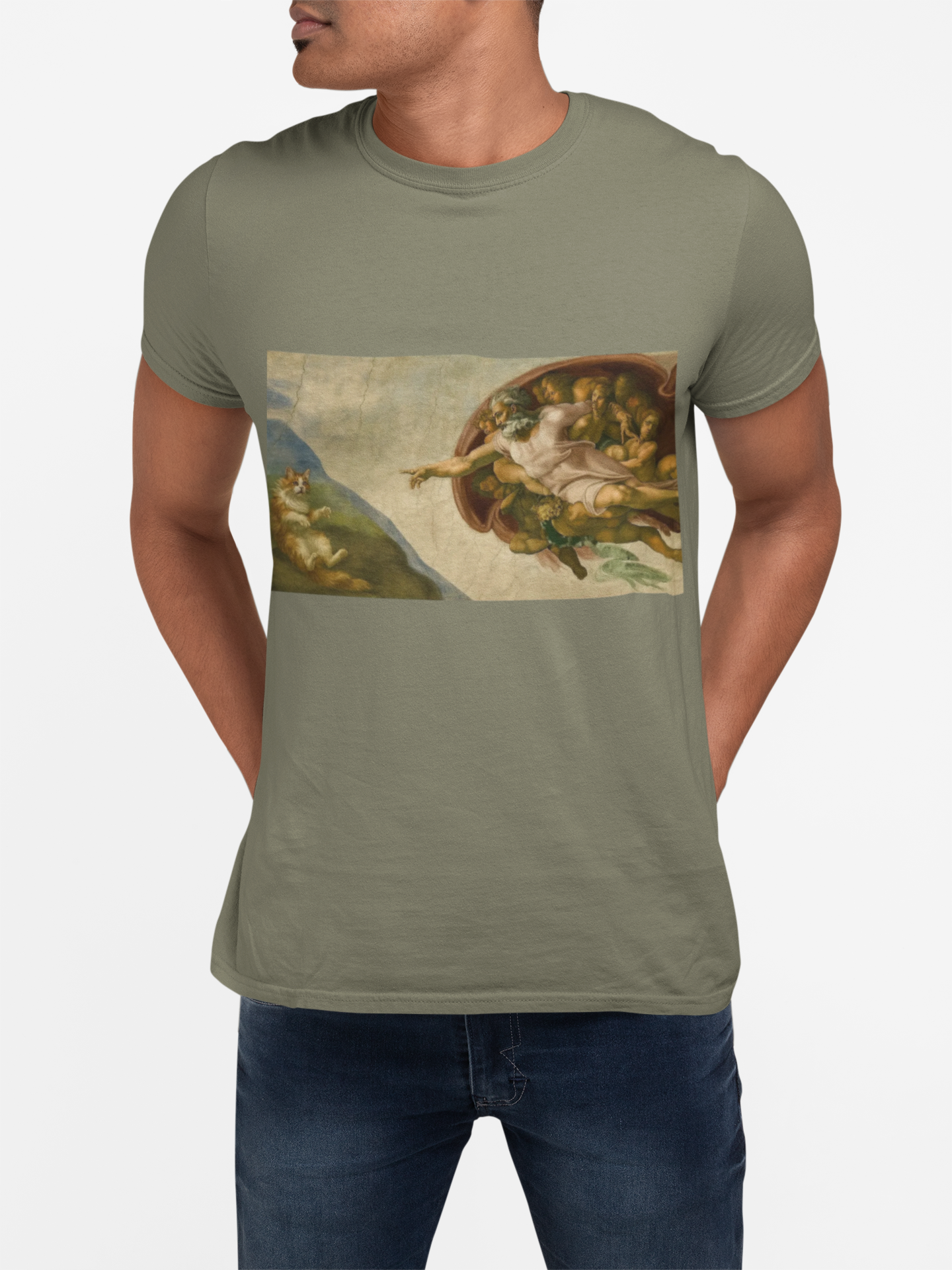 "The Creation of Feline" Divine Inspiration Unisex Soft-style T-Shirt, Artistic Apparel
