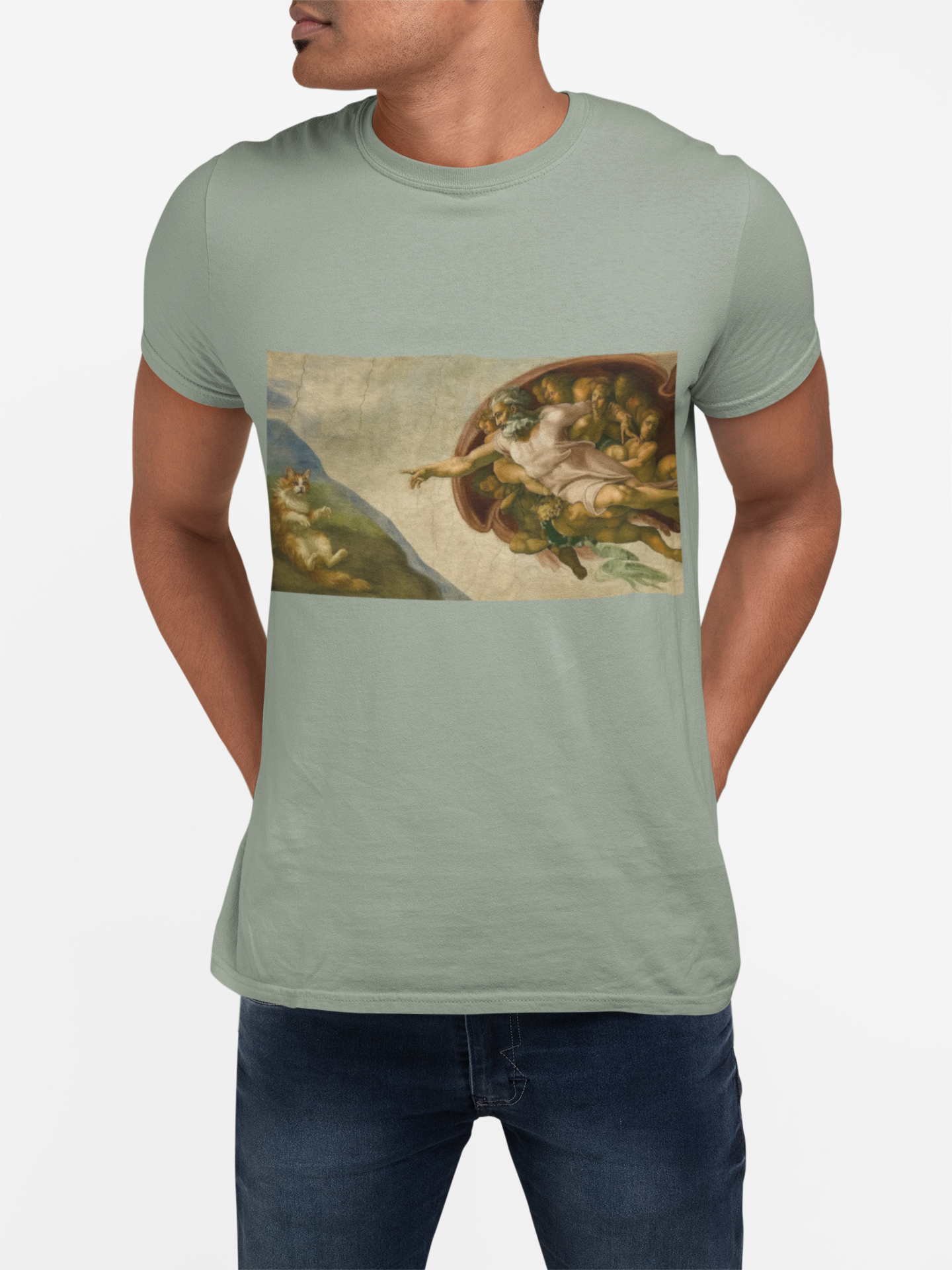 "The Creation of Feline" Divine Inspiration Unisex Soft-style T-Shirt, Artistic Apparel