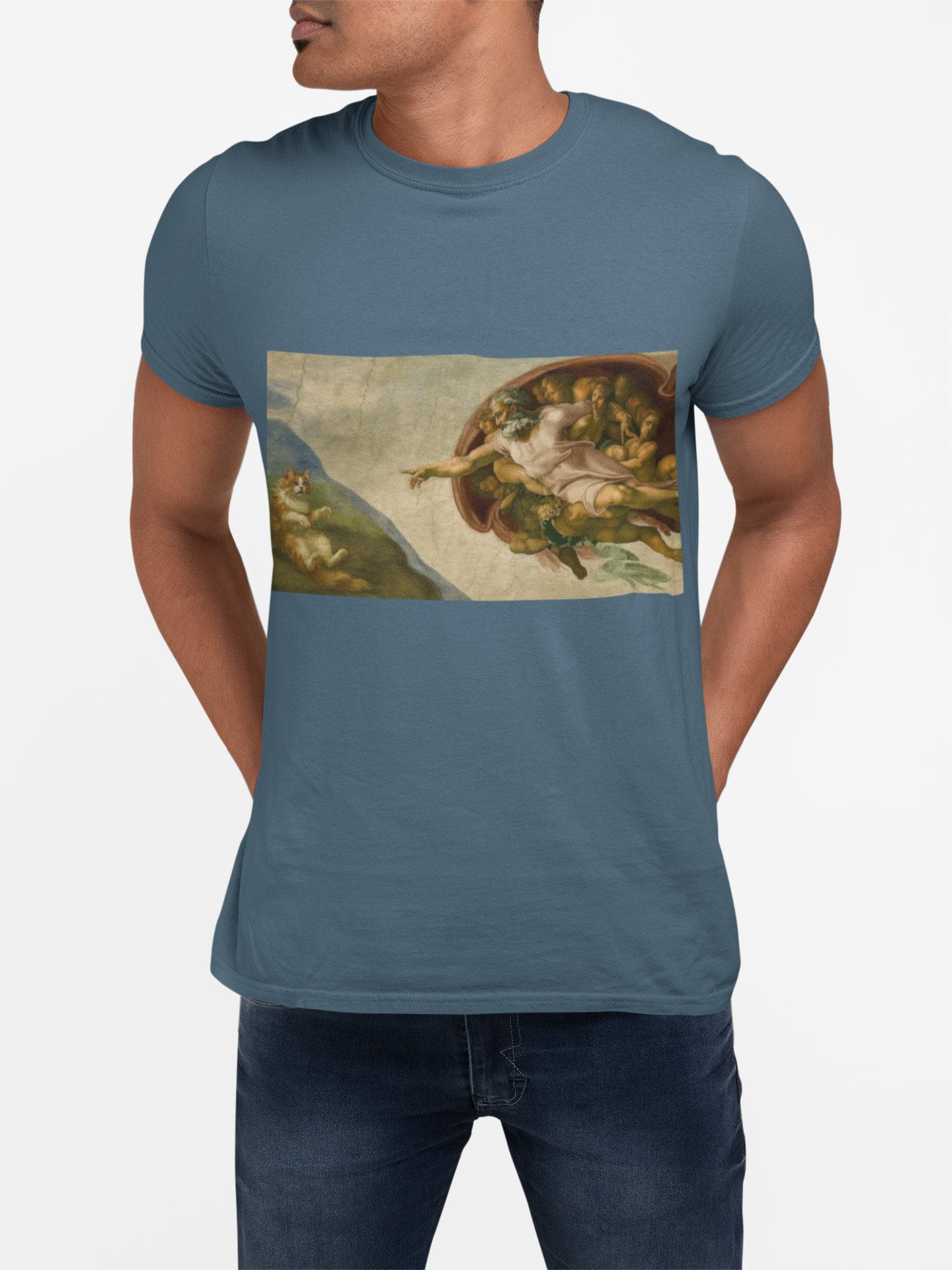 "The Creation of Feline" Divine Inspiration Unisex Soft-style T-Shirt, Artistic Apparel