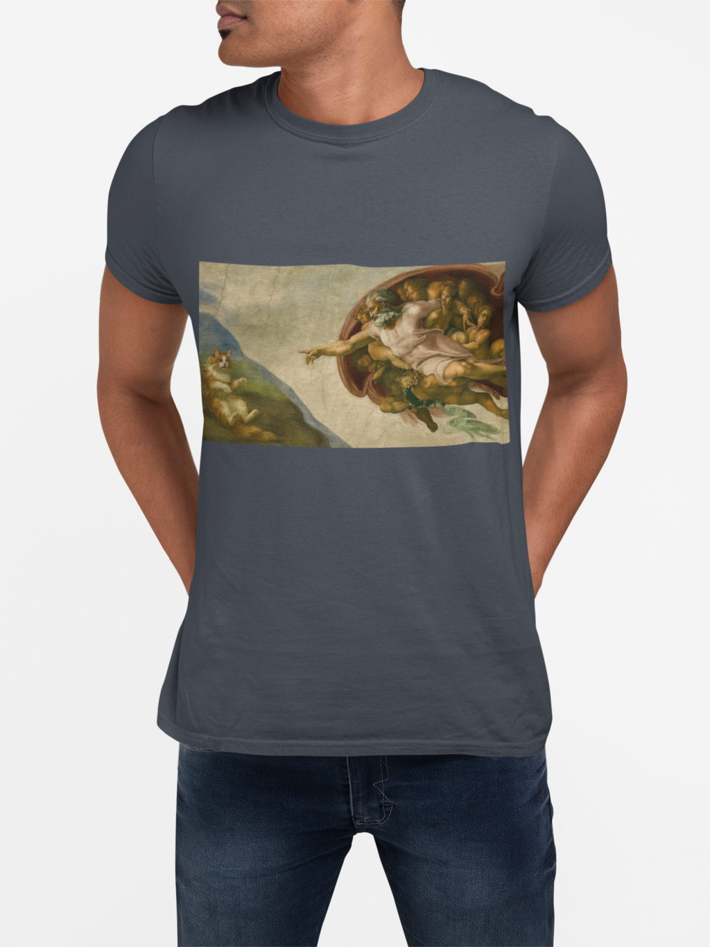 "The Creation of Feline" Divine Inspiration Unisex Soft-style T-Shirt, Artistic Apparel