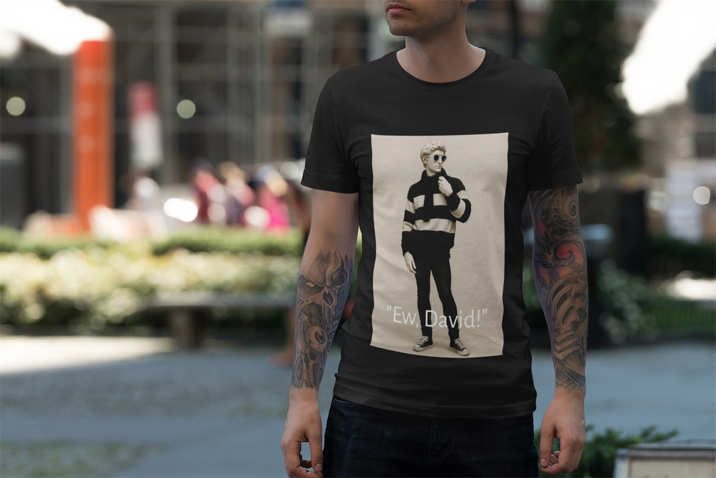 "Ew, David!" White Unisex Heavy Cotton Tee | Trendy Graphic Tee, Funny T-Shirt, Gift for Friends, Casual Wear