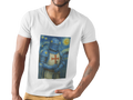 'Starry Knight'- Van Gogh Inspired V-Neck Tee - Unisex Short Sleeve T-Shirt, Casual Wear