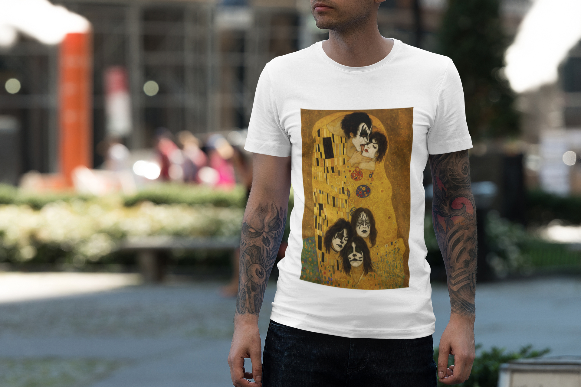 Graphic Tee - Gustav Klimt & Kiss Band Mashup Design