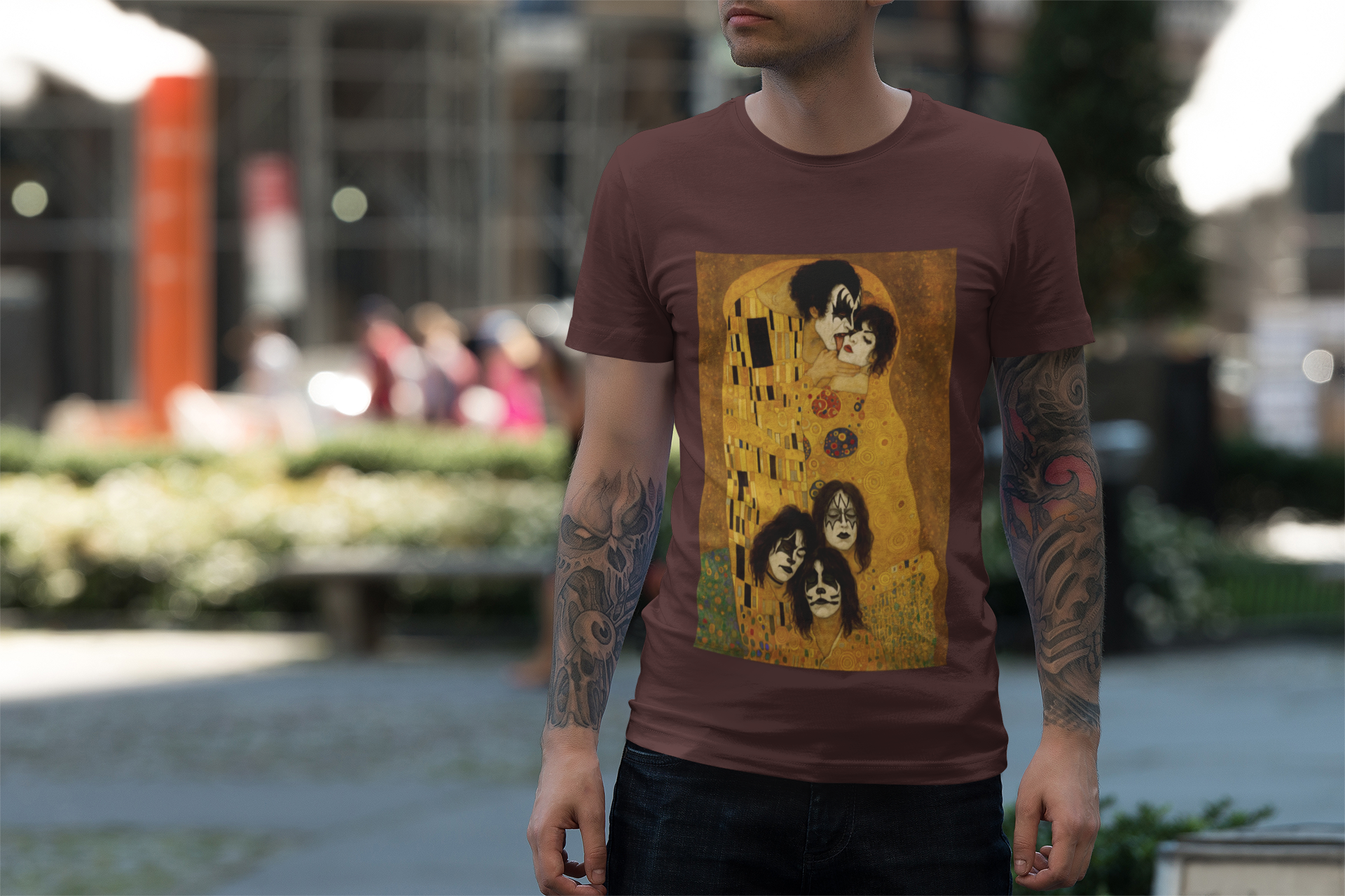 Graphic Tee - Gustav Klimt & Kiss Band Mashup Design