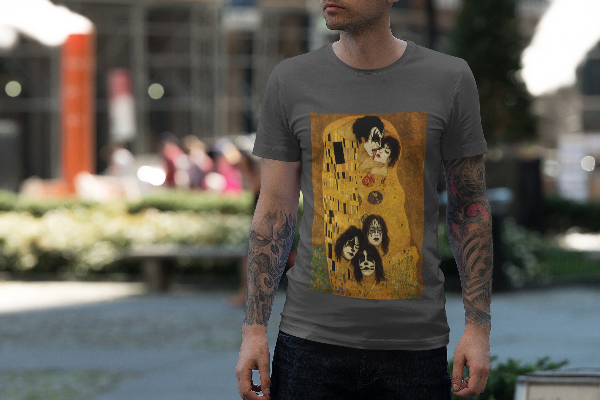 Graphic Tee - Gustav Klimt & Kiss Band Mashup Design