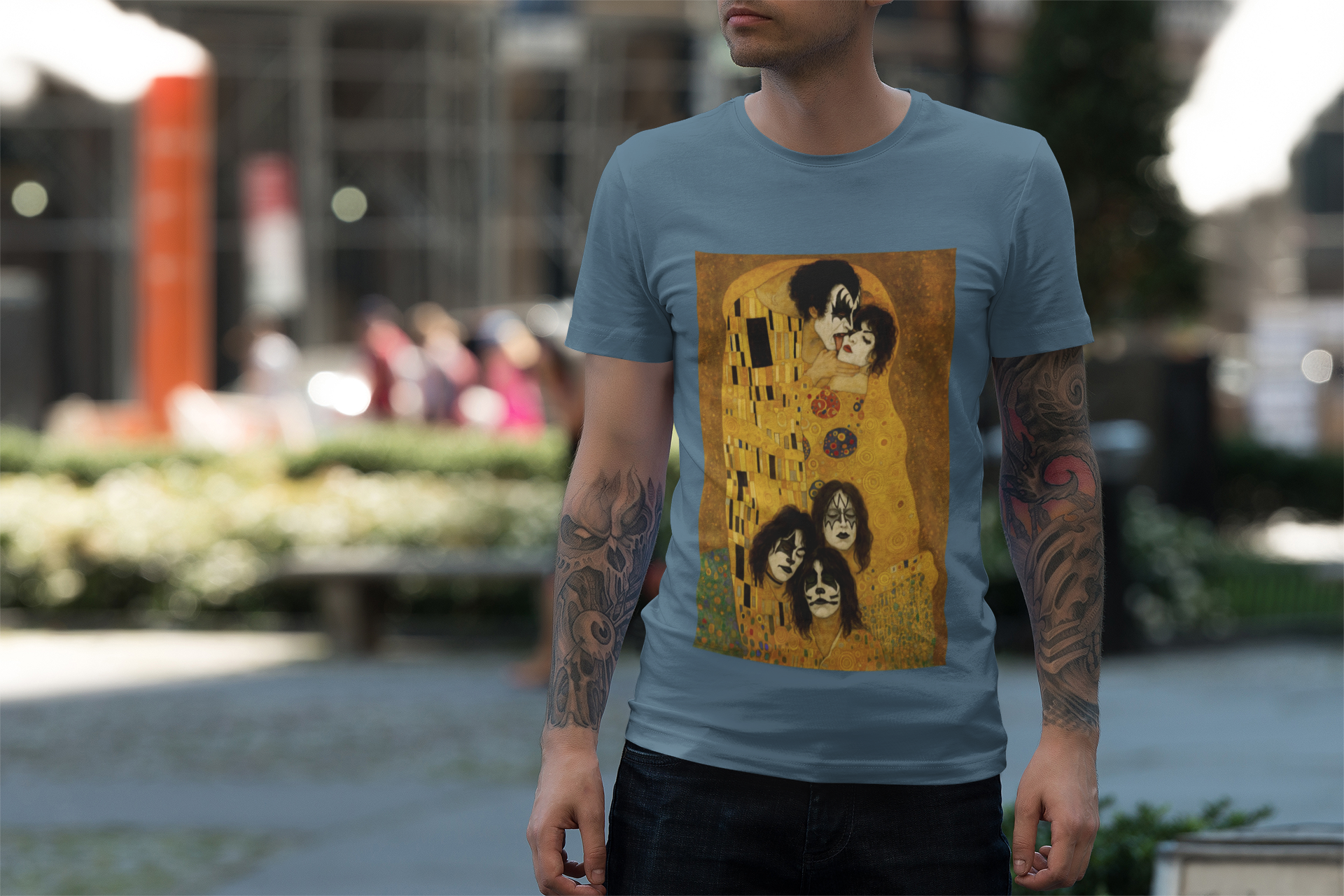Graphic Tee - Gustav Klimt & Kiss Band Mashup Design