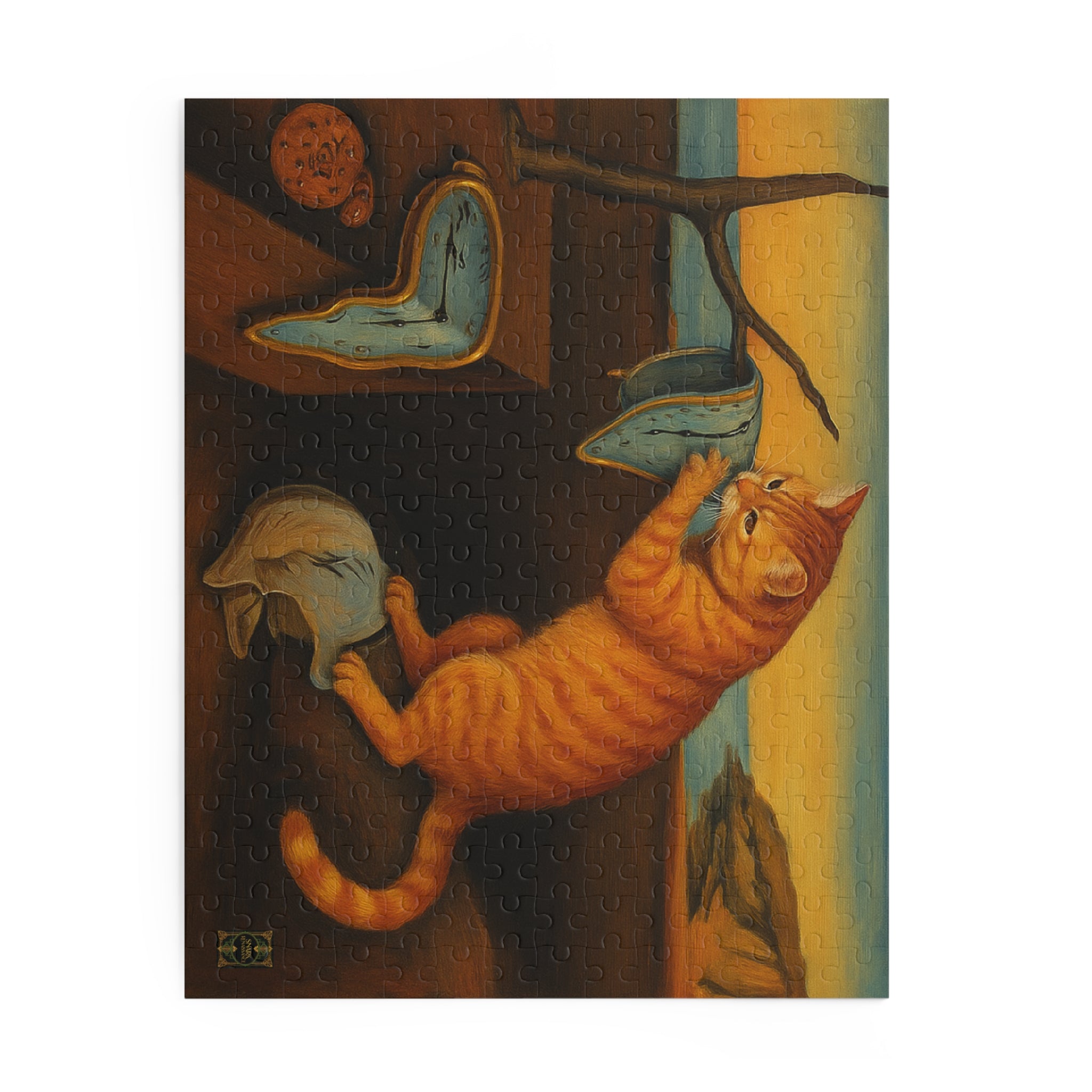 "The Insistence of Cat"- Salvador Dali Inspired Puzzle Art for Cat Lovers, 120 252 500-Piece Jigsaw Fun, Cozy Indoor Activity, Perfect Gift for Any Occasion