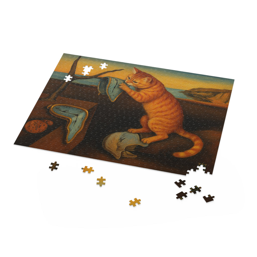 "The Insistence of Cat"- Salvador Dali Inspired Puzzle Art for Cat Lovers, 120 252 500-Piece Jigsaw Fun, Cozy Indoor Activity, Perfect Gift for Any Occasion