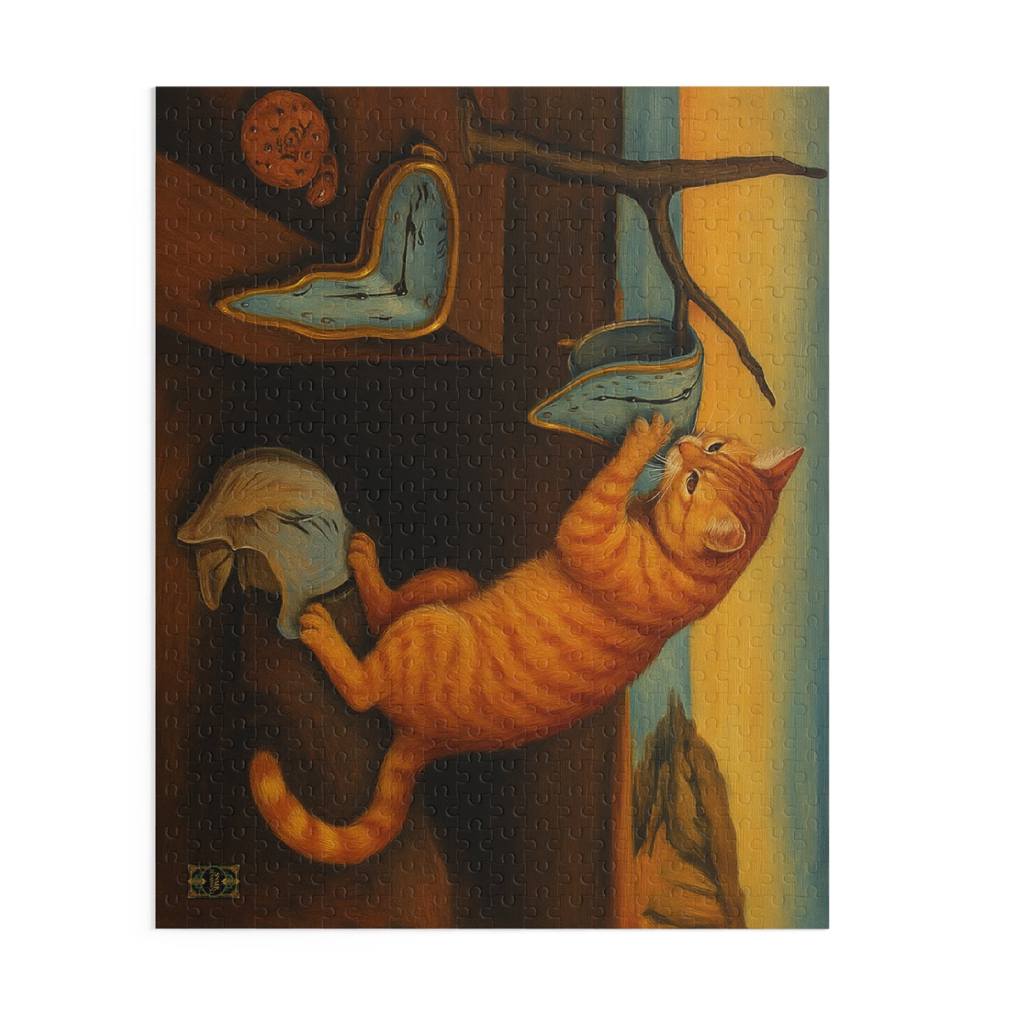 "The Insistence of Cat"- Salvador Dali Inspired Puzzle Art for Cat Lovers, 120 252 500-Piece Jigsaw Fun, Cozy Indoor Activity, Perfect Gift for Any Occasion