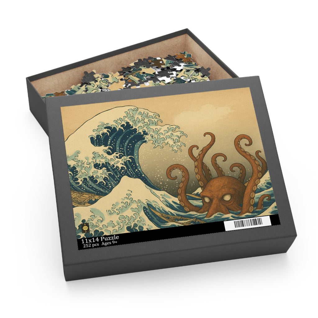 The Great Wave, Ocean-Inspired Octopus Puzzle - 120, 252, 500-Piece, Ocean Lovers Gift, Family Activity, Home Decor, Unique Art Puzzle inspired by Hosukai