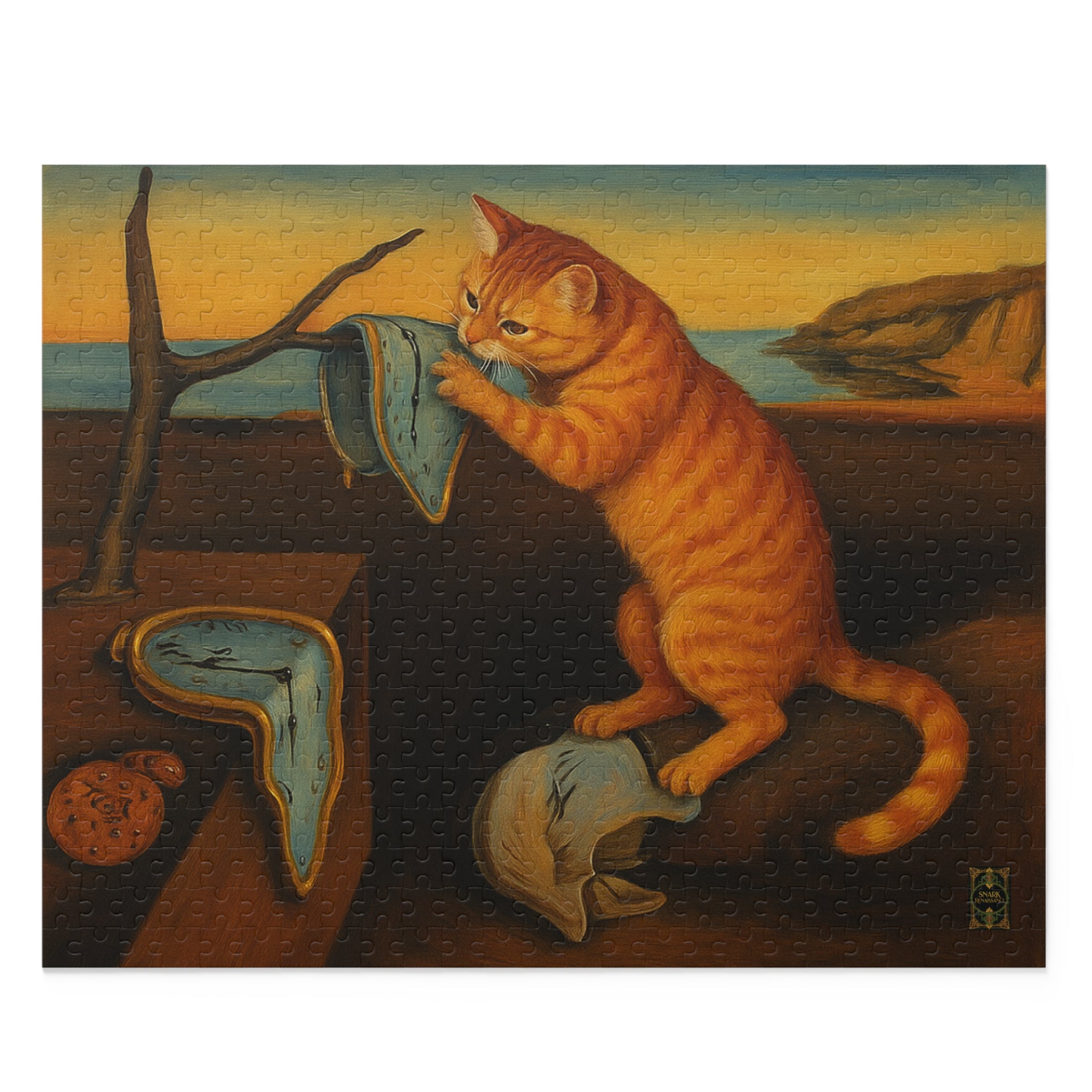 "The Insistence of Cat"- Salvador Dali Inspired Puzzle Art for Cat Lovers, 120 252 500-Piece Jigsaw Fun, Cozy Indoor Activity, Perfect Gift for Any Occasion